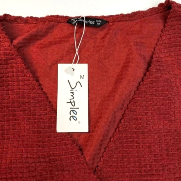 Simplee Apparel Textured  Tie Waist Short Cocktail Wrap Dress Sz Medium - Picture 4 of 6